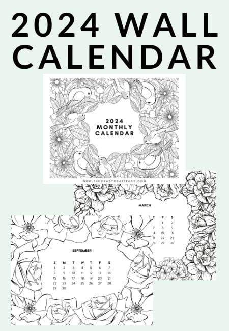 Free printable coloring calendar