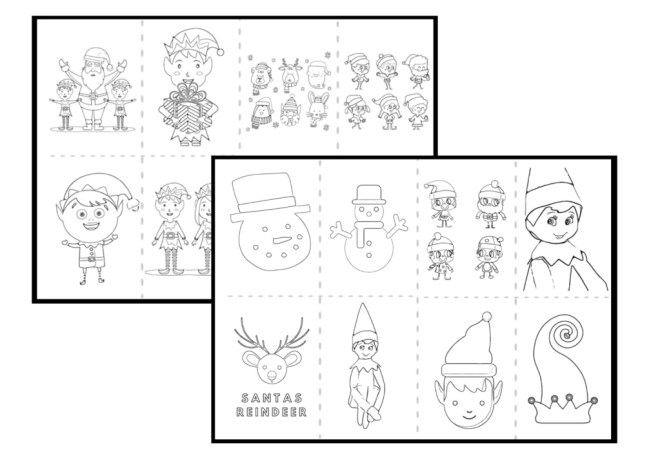 Free printable elf on the shelf sized coloring pages