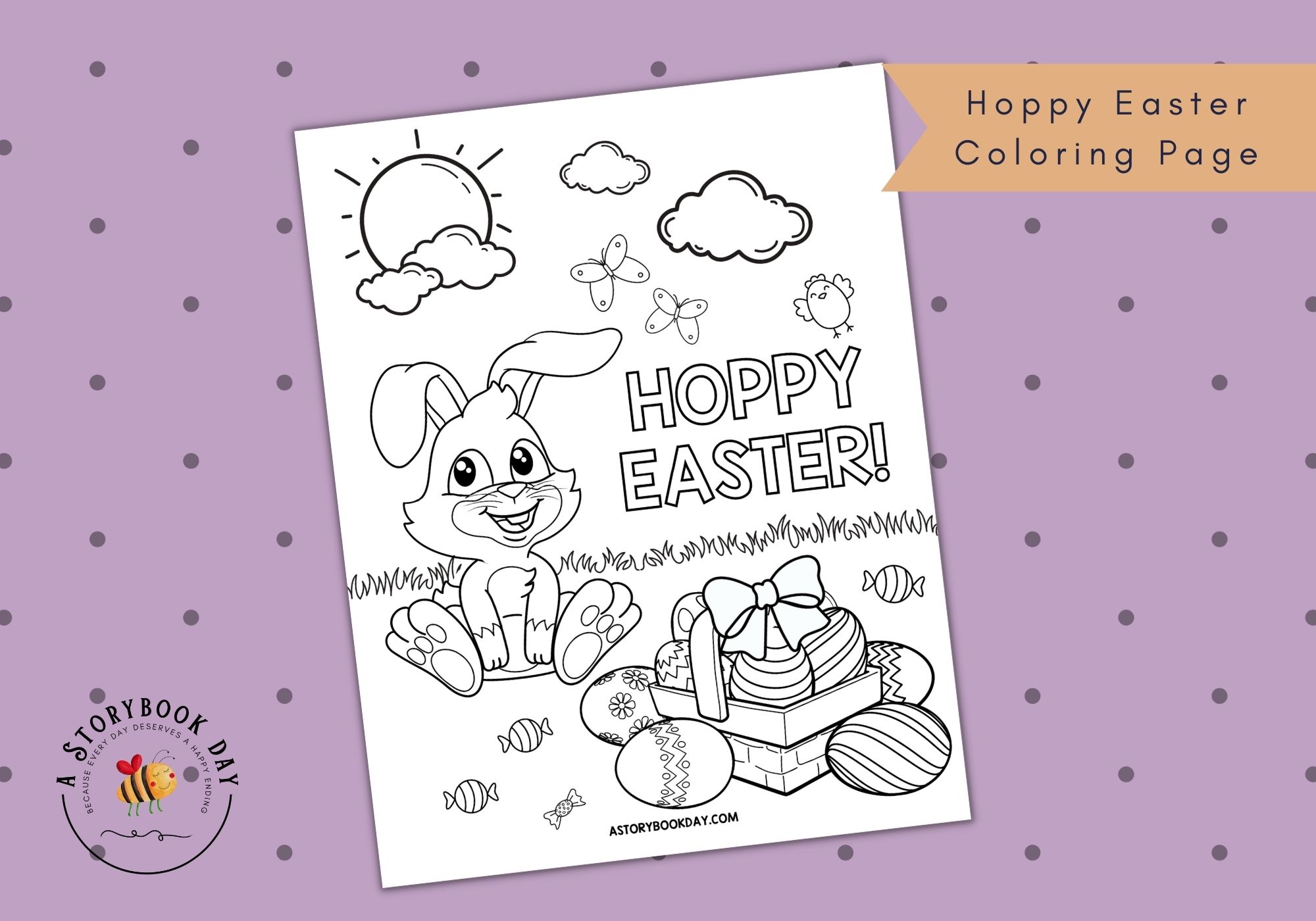 Easter coloring page for kids free printable