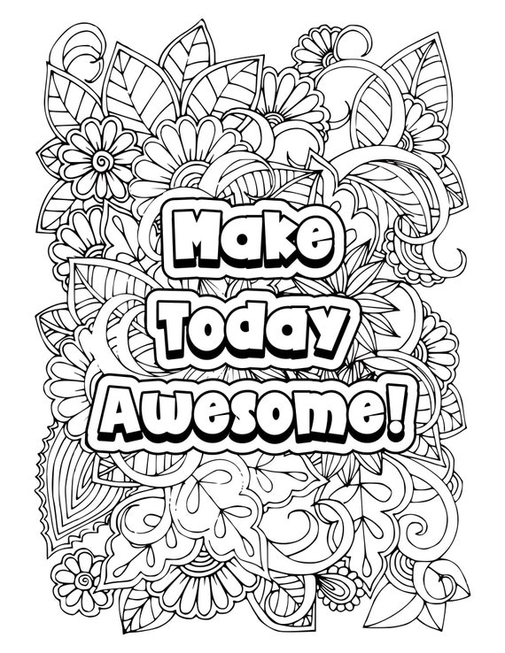 Inspirational quotes coloring pages motivational quote coloring printable pdf kids coloring line art doodles typographic coloring book instant download