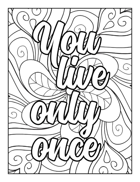 Inspirational quotes printable coloring pages digital download coloring book pages adult coloring print from home