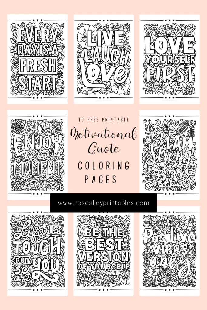 Free printable motivational quote coloring pages