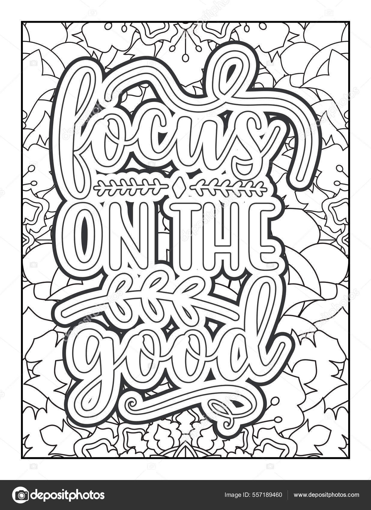Motivational quotes coloring page inspirational quotes coloring page affirmative quotes stock vector by mirajeee
