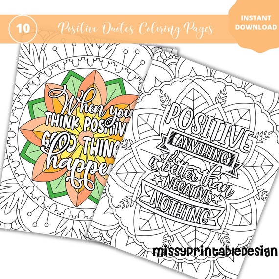 Positive quotes coloring pages adult coloring pages printable inspirational coloring wall art instant download