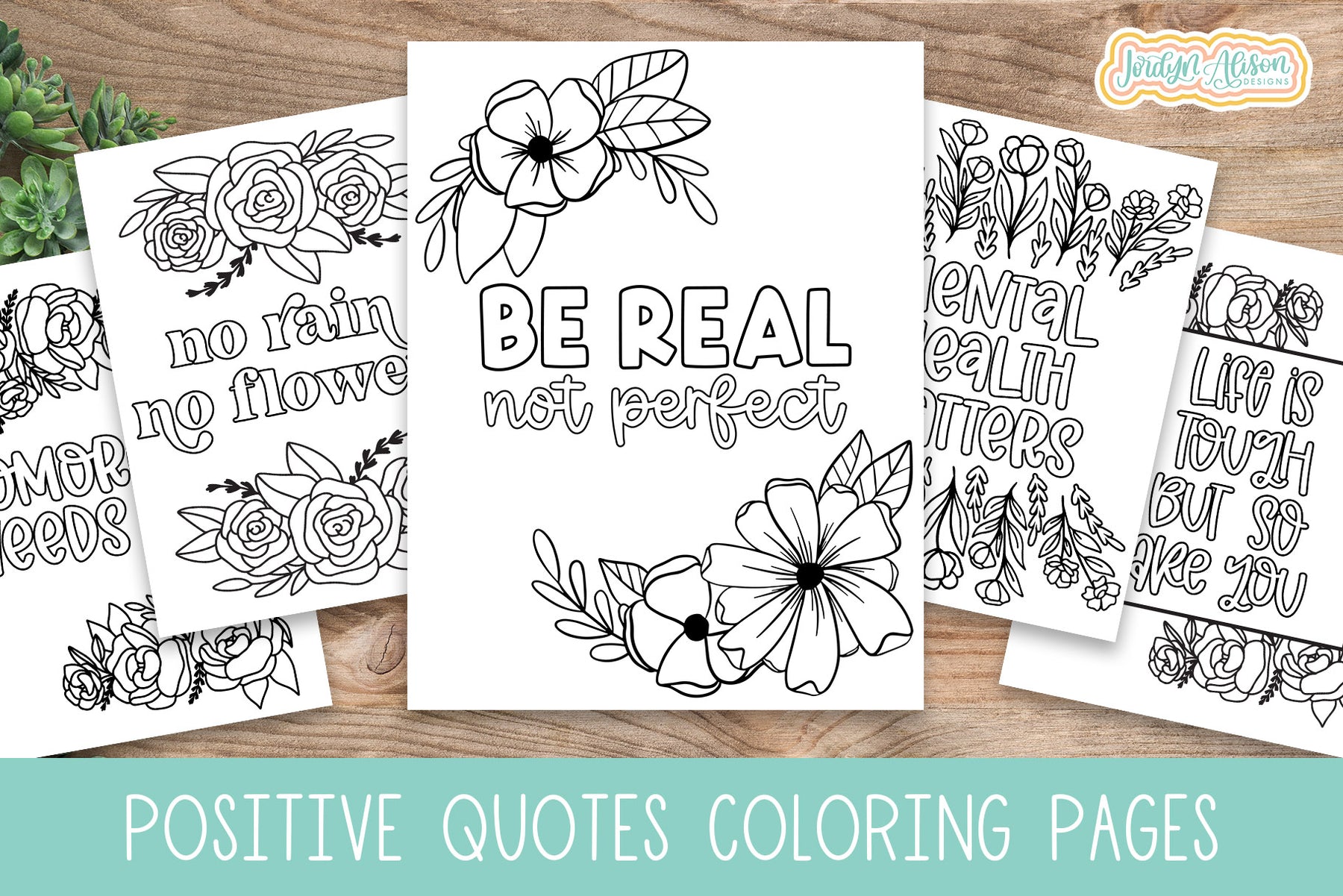 Positive quotes coloring pages for kids adults â