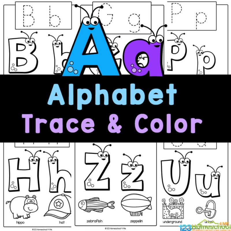 Free printable abc alphabet trace and color worksheets