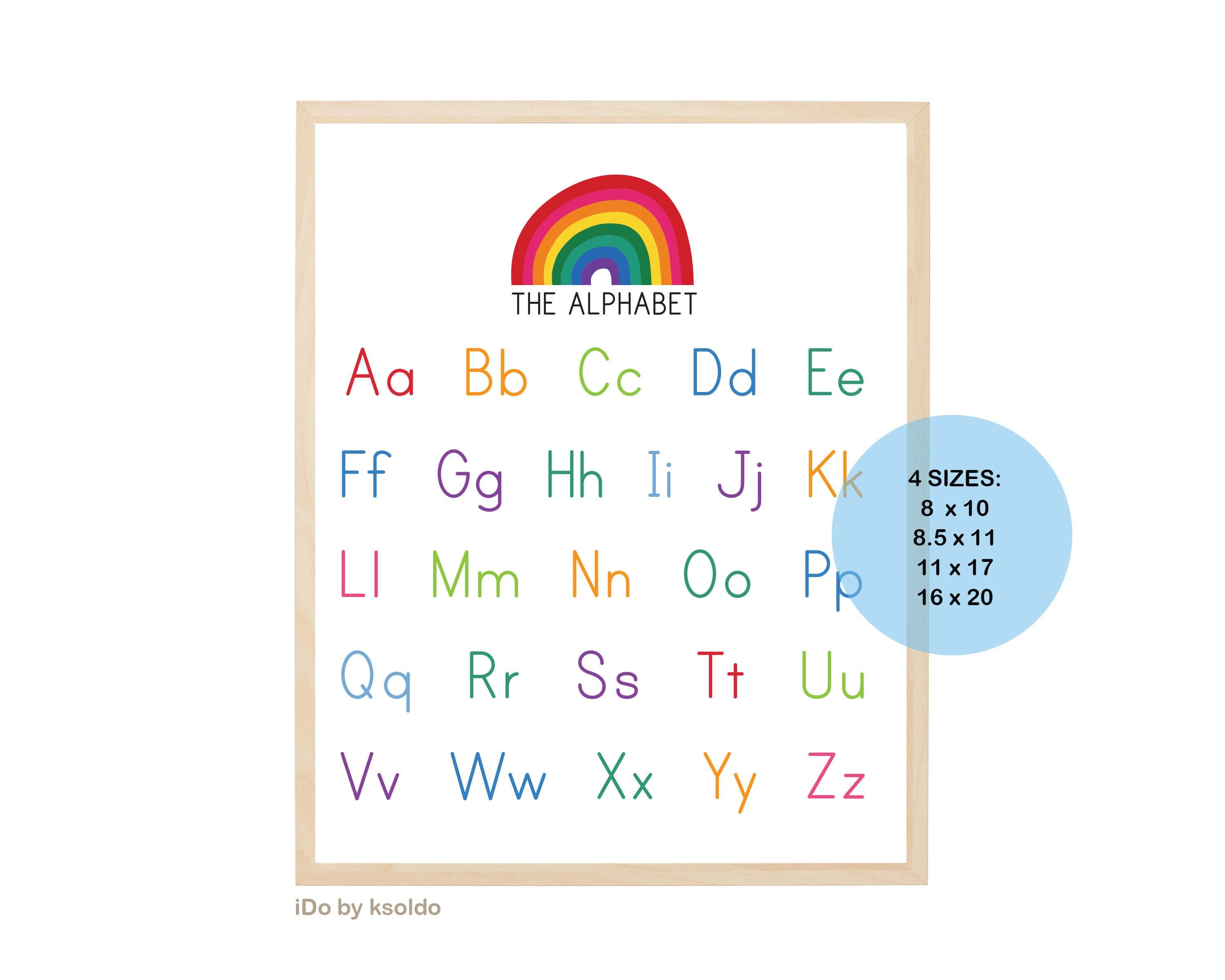 Alphabet chart abc chart uppercase and lowercase alphabet alphabet poster alphabet letters abc rainbow abc printable download