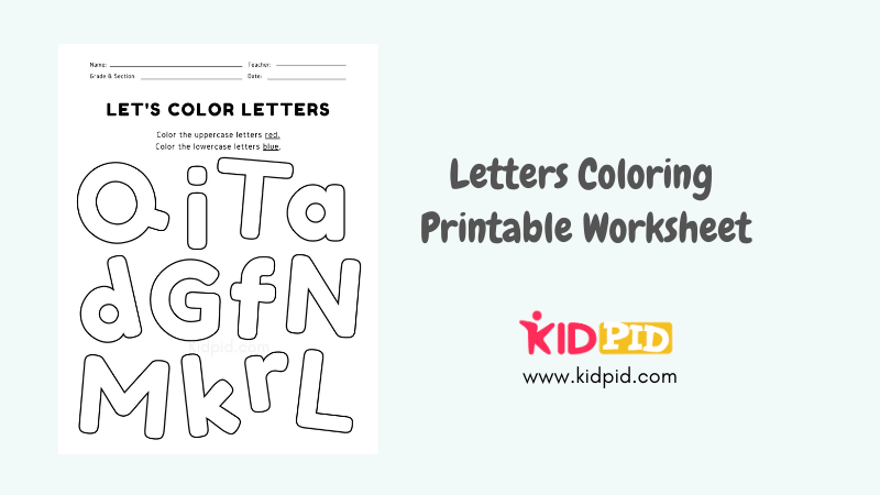 Uppercase and lowercase letters coloring printable worksheet