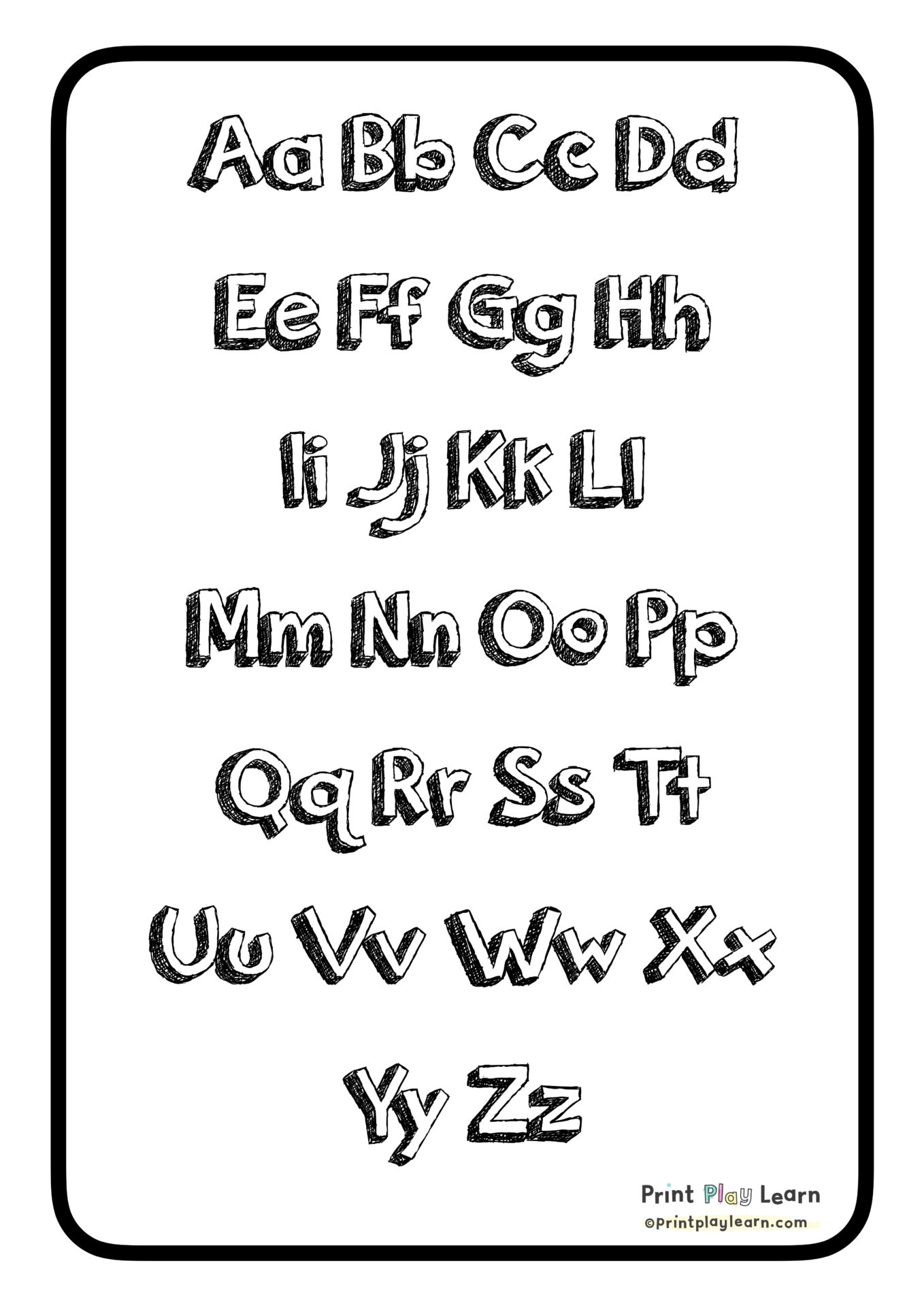 Colour your own alphabet capital and lower case letters