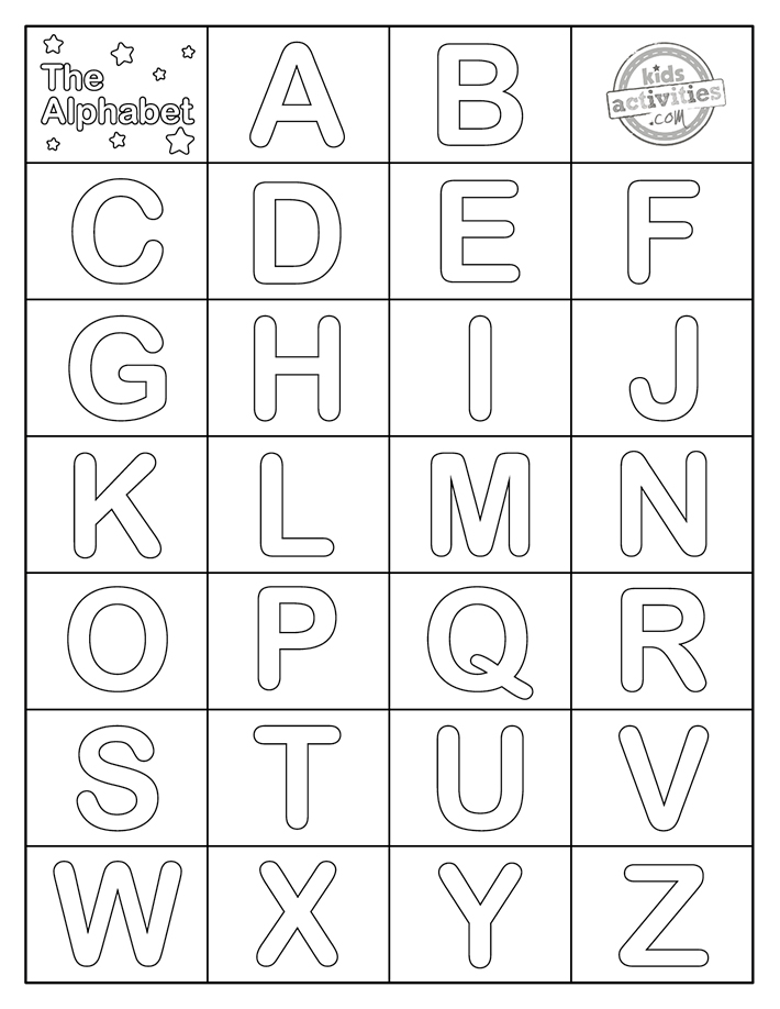 Easy alphabet printable chart coloring pages kids activities blog