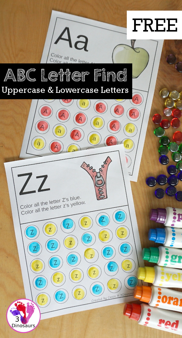 Free abc letter find uppercase lowercase dinosaurs