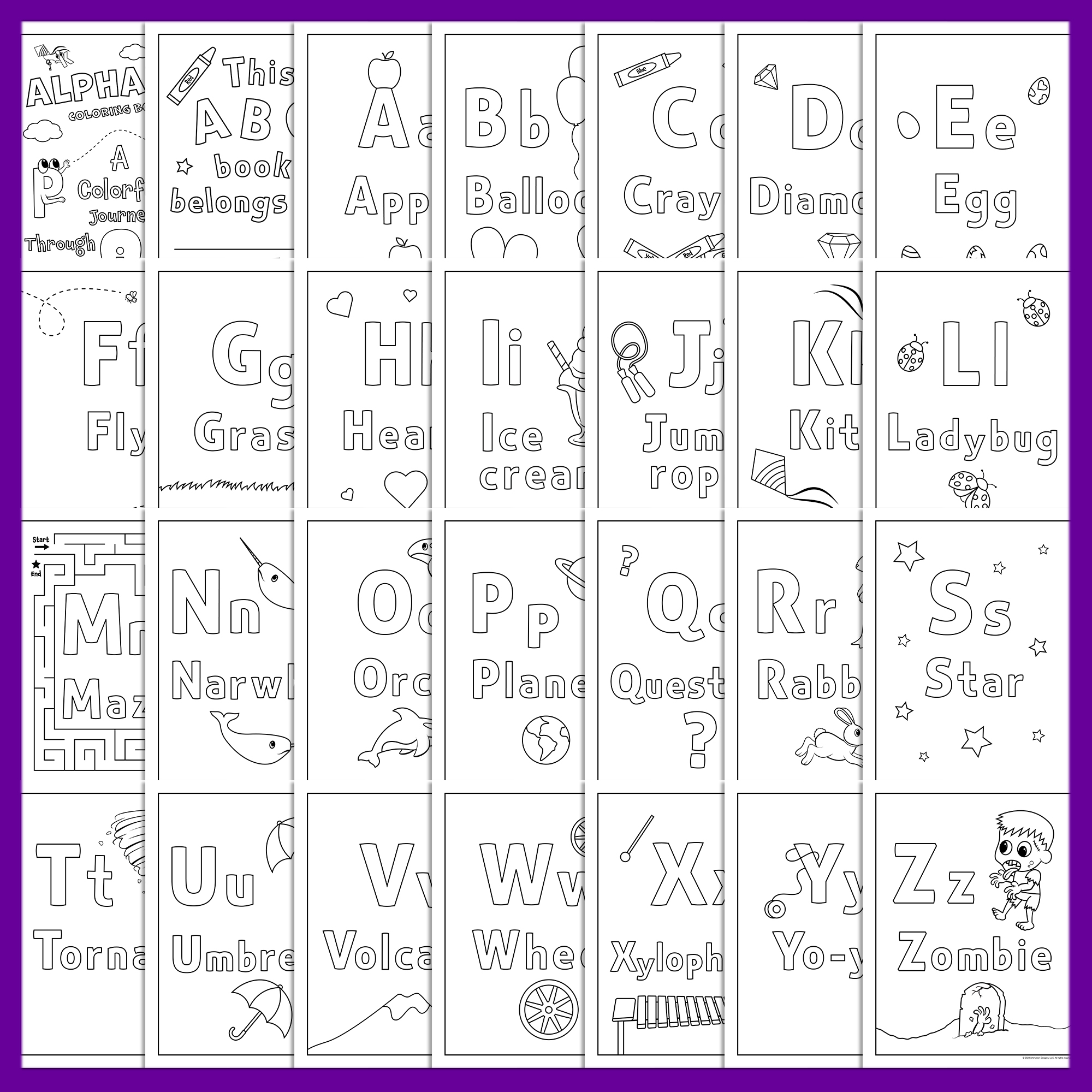 Alphabet coloring book abc coloring pages made by teachers