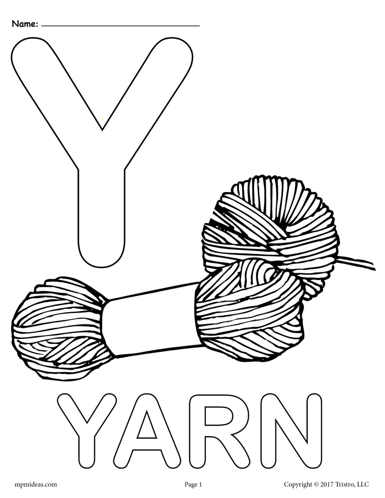 Letter y coloring pages