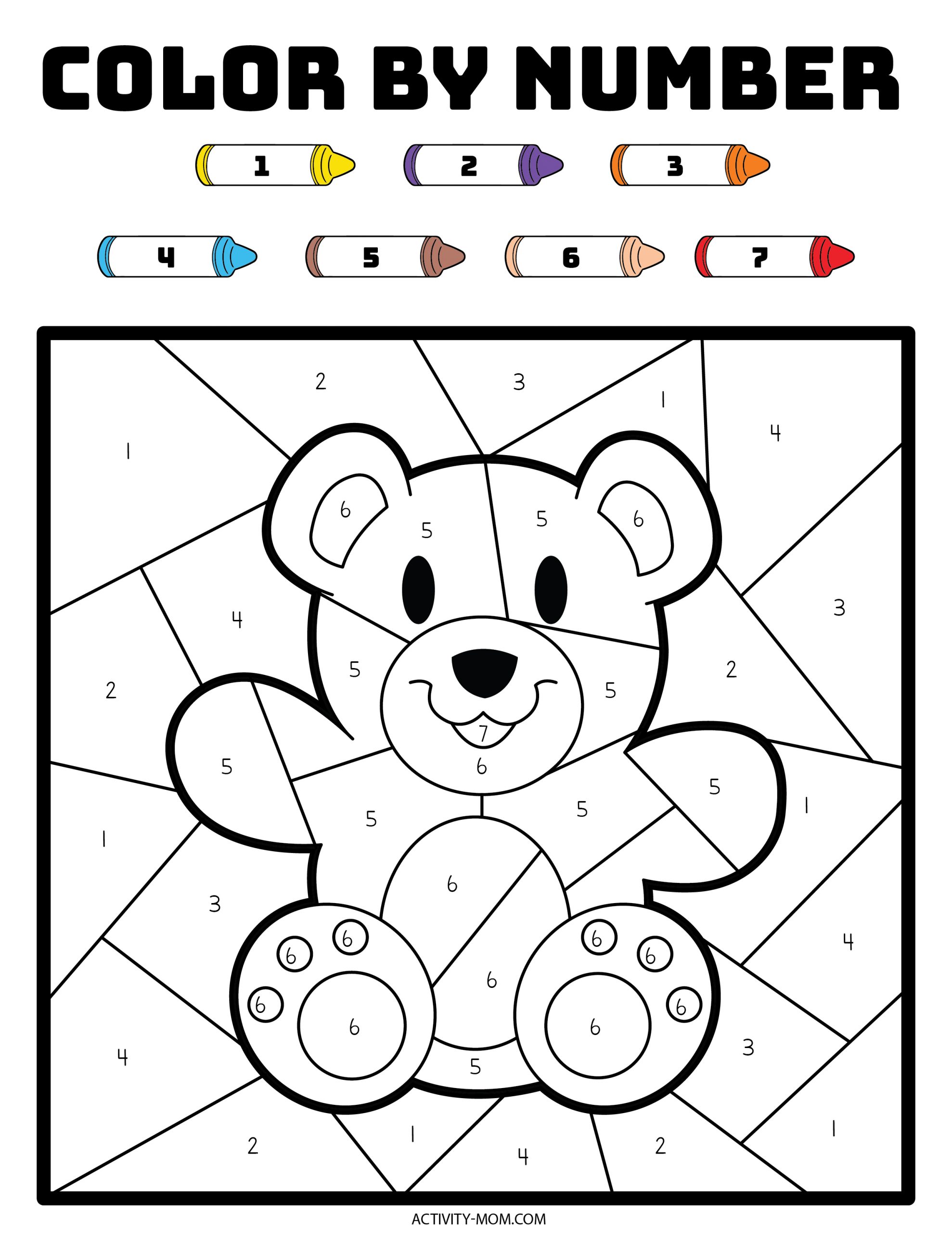 Color by number valentine pages free printable