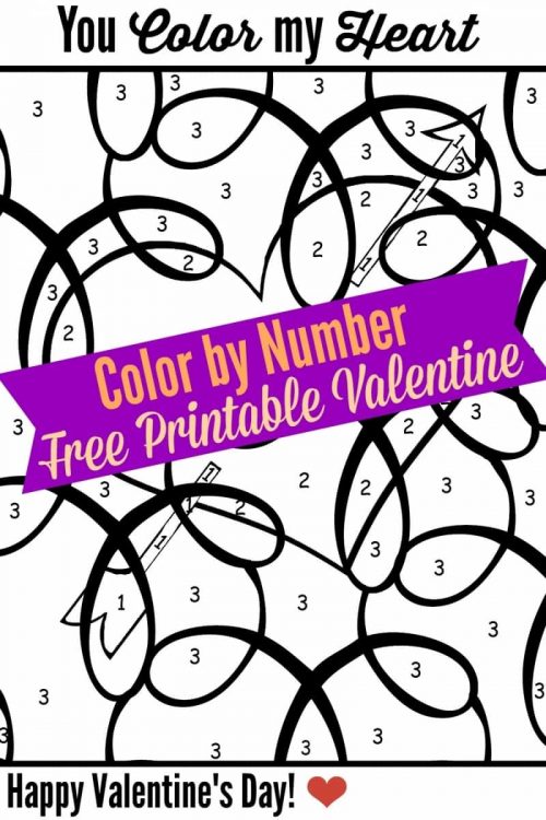 Color by number printable valentine