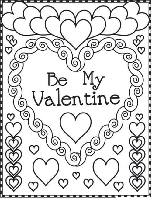 Valentines card for free coloring page