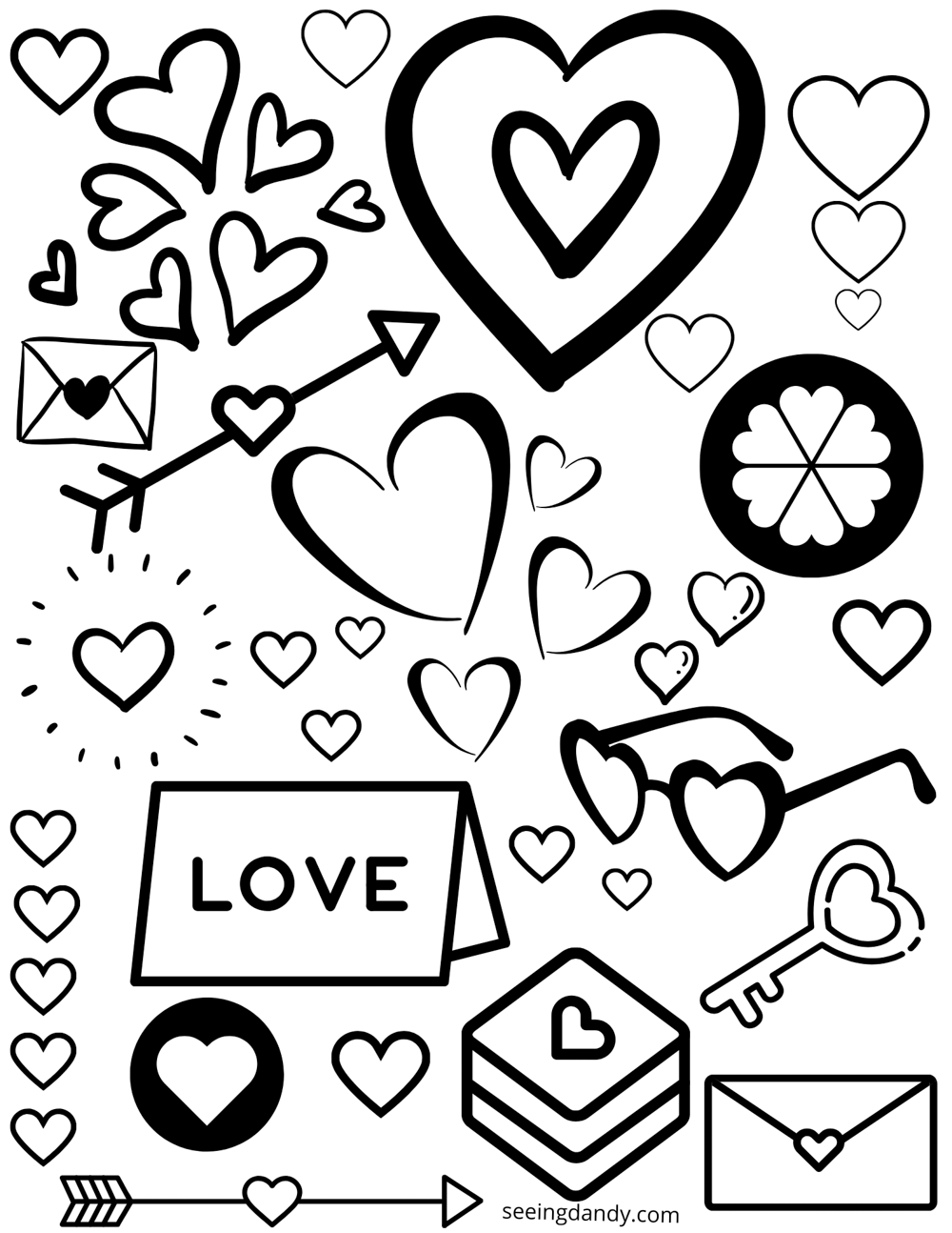 Valentine coloring page perfect for school parties