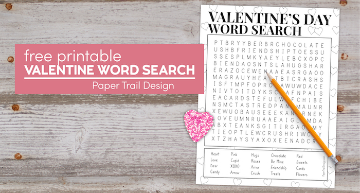 Valentines day word search printable