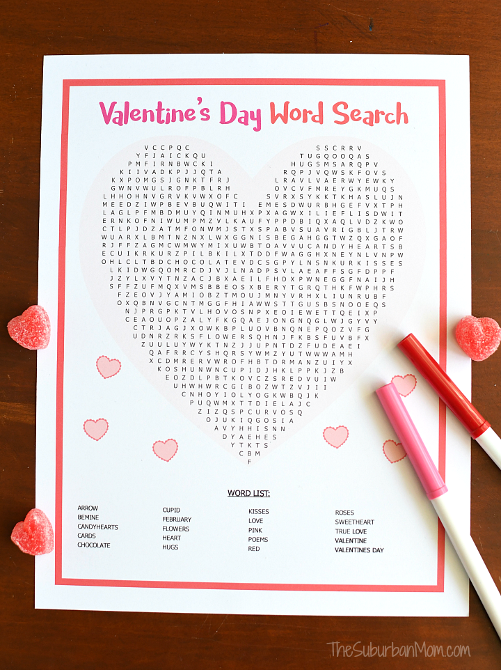 Valentines day word search puzzle