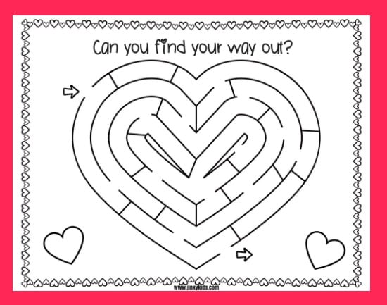 Printable valentine maze