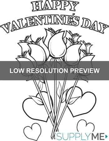 Printable happy valentines day flowers coloring page for kids â