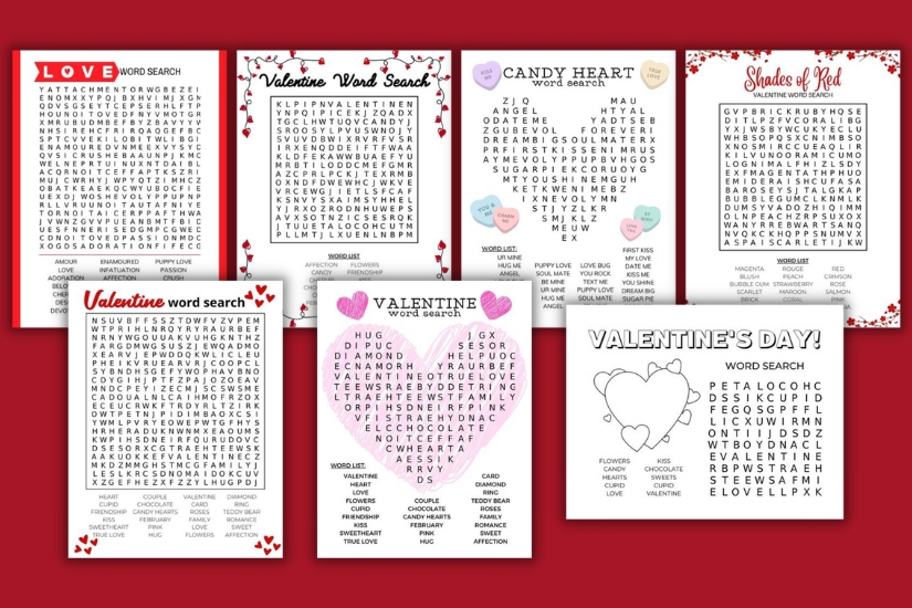 Free printable valentine word searches for kids