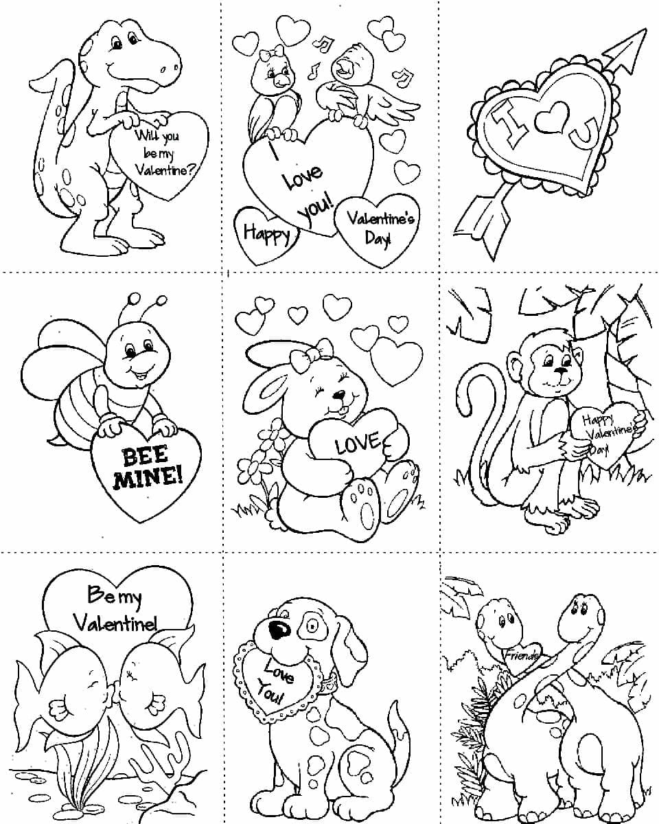 Printable valentines cards coloring page