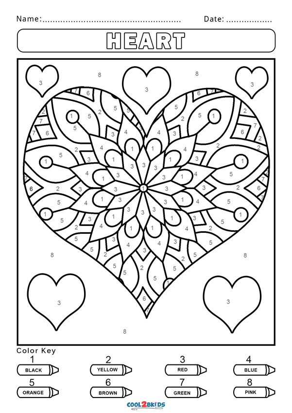 Free color by number worksheets coolbkids valentine coloring pages valentine coloring printables free kids