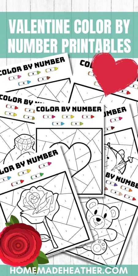 Free valentine color by number printables homemade heather