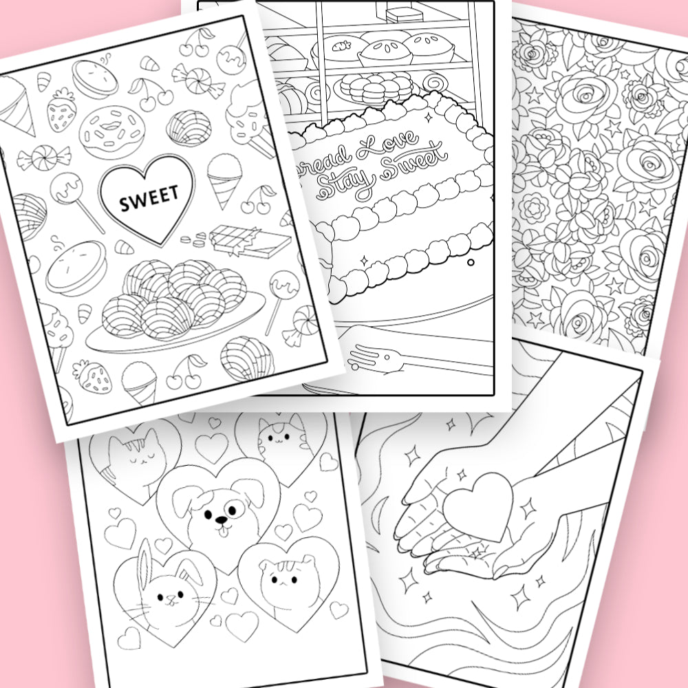 Valentines day coloring pages digital download â