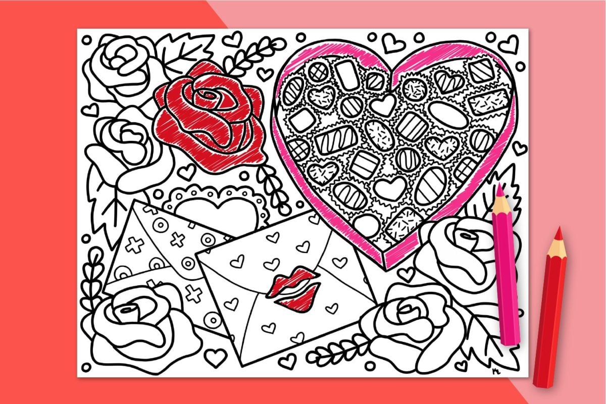 Free printable valentines day coloring page