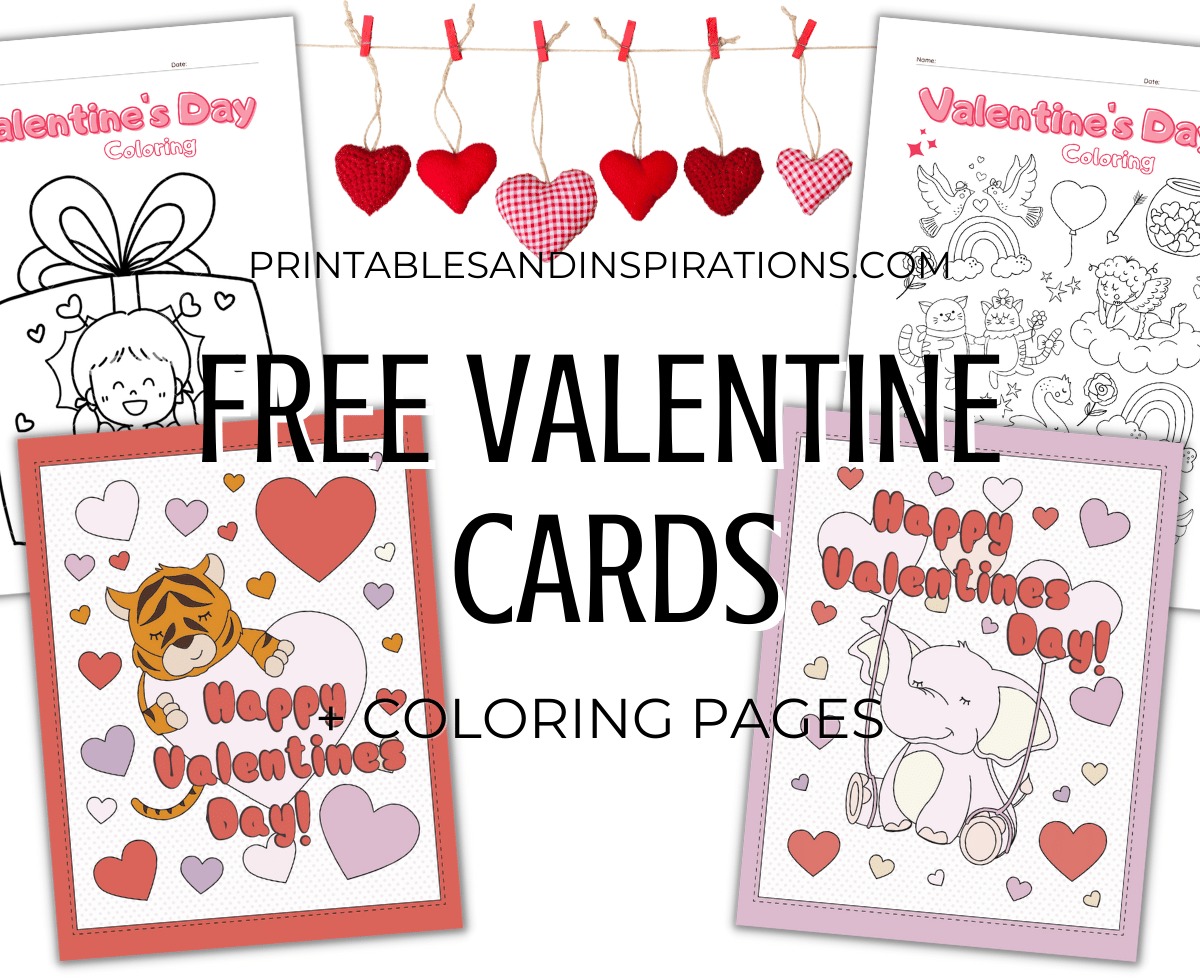 Free printable valentines day cards coloring pages