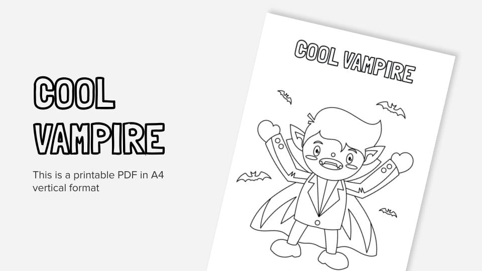 Cute vampire printable coloring worksheet