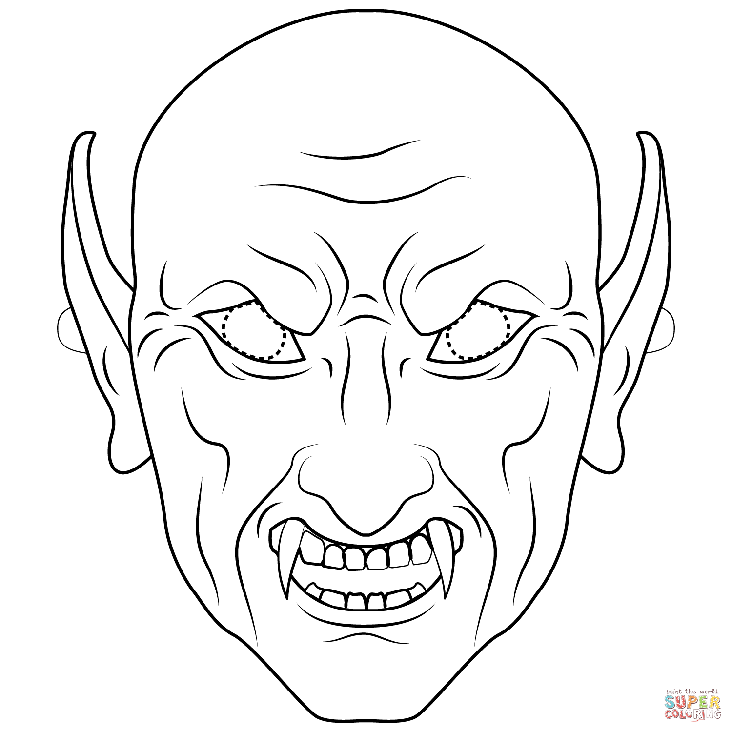 Vampire mask coloring page free printable coloring pages