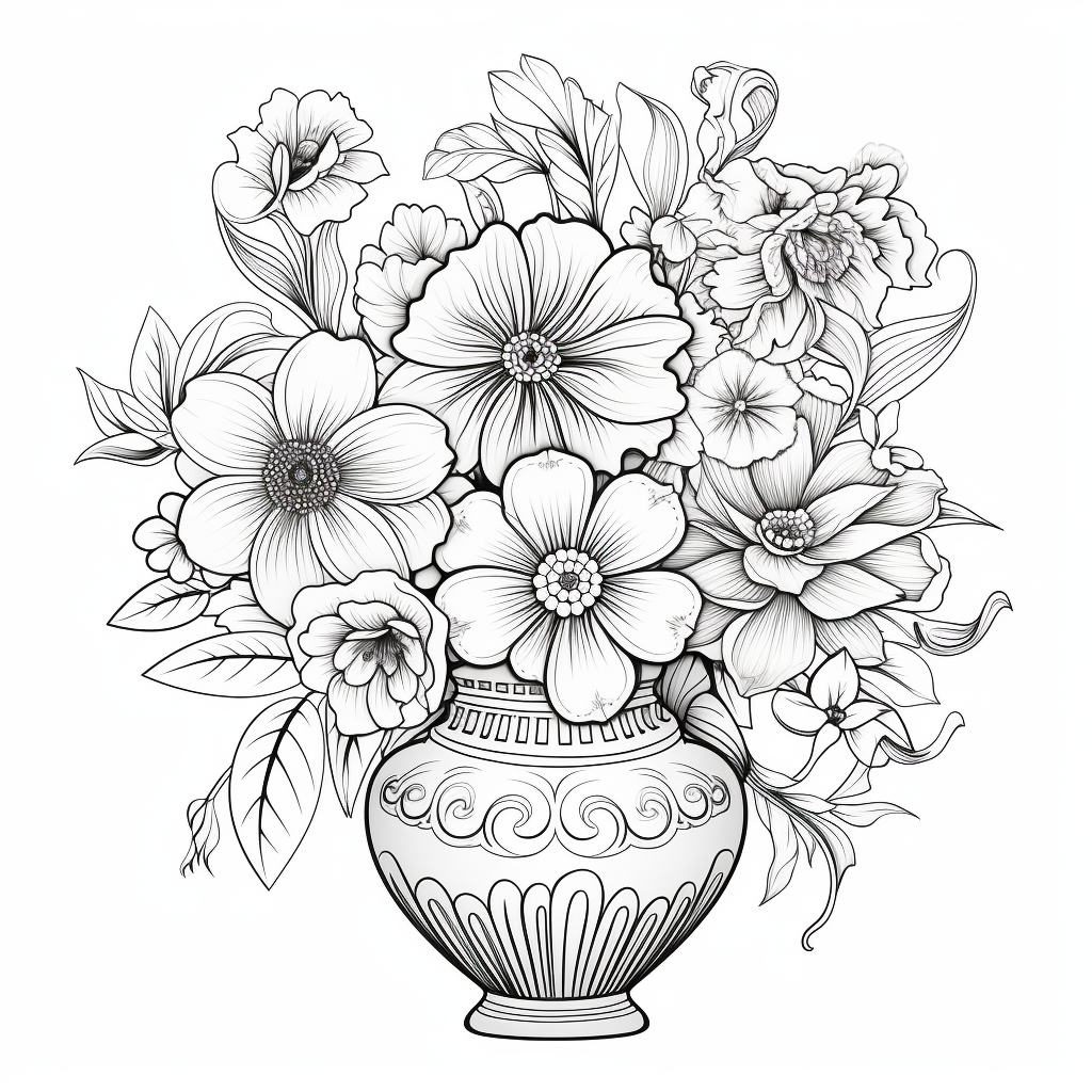 Flower vase coloring pages