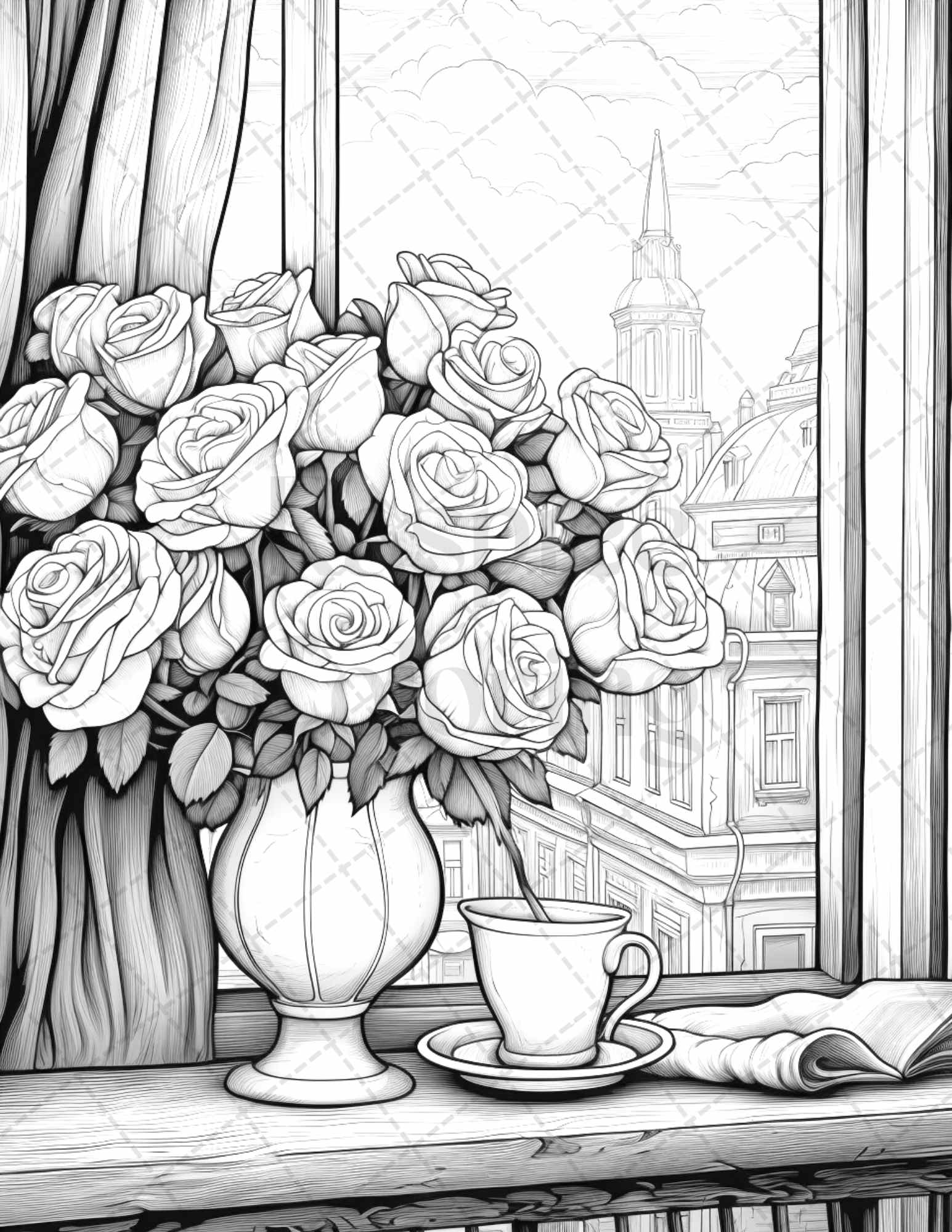 Captivating roses grayscale coloring pages printable for adults pd â coloring