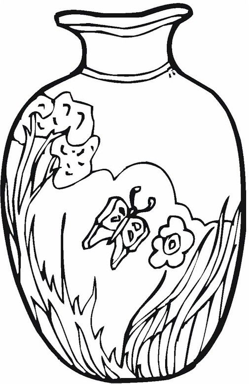 Vase pottery coloring page coloring pages flower coloring pages printable flower coloring pages
