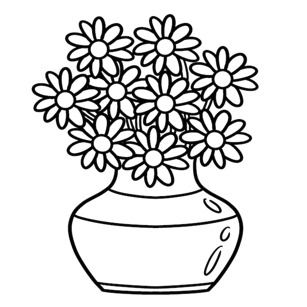 Premium vector flower vase isolated coloring page for kids