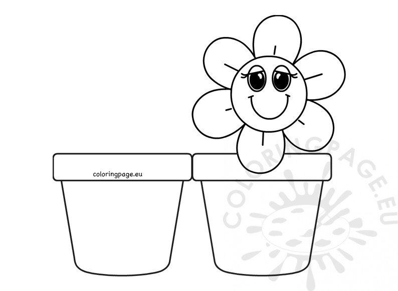 Vase with cute flower card printable coloring page