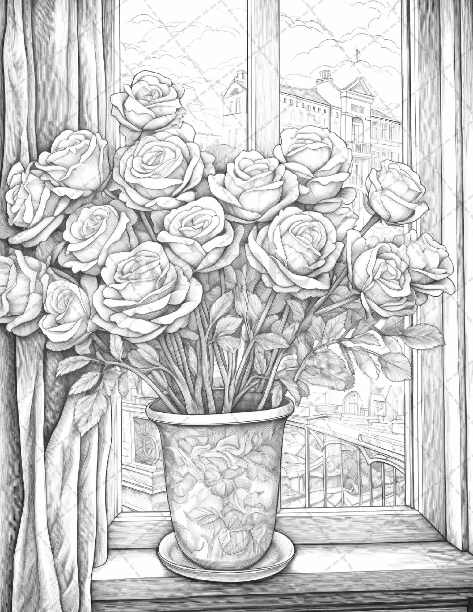 Captivating roses grayscale coloring pages printable for adults pd â coloring