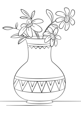 Vase of flowers coloring page free printable coloring pages