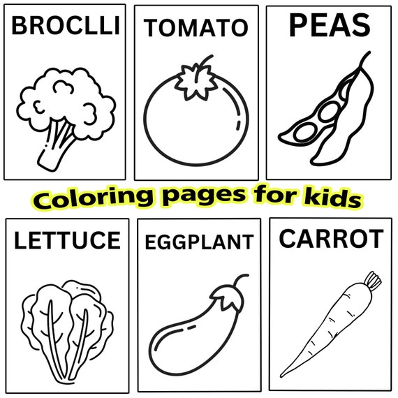 Vegetable coloring pages best for kids preschool and toddlers digital printable coloring pages