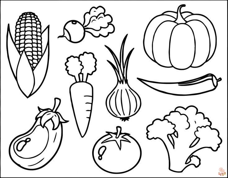 Printable fruit and vegetable coloring pages