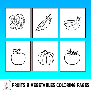 Fruit and vegetable coloring pages printable coloring pages tpt