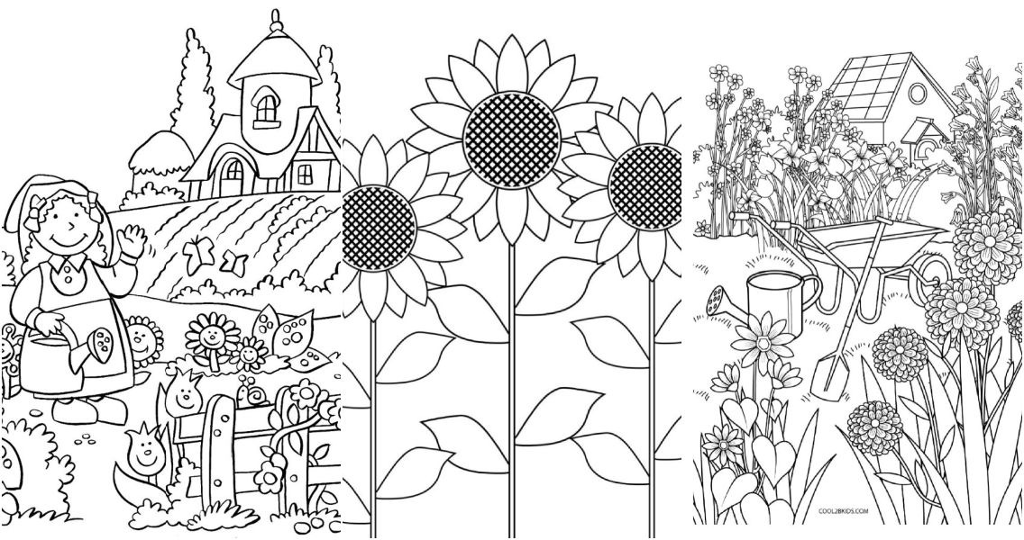 Free garden coloring pages for kids and adults