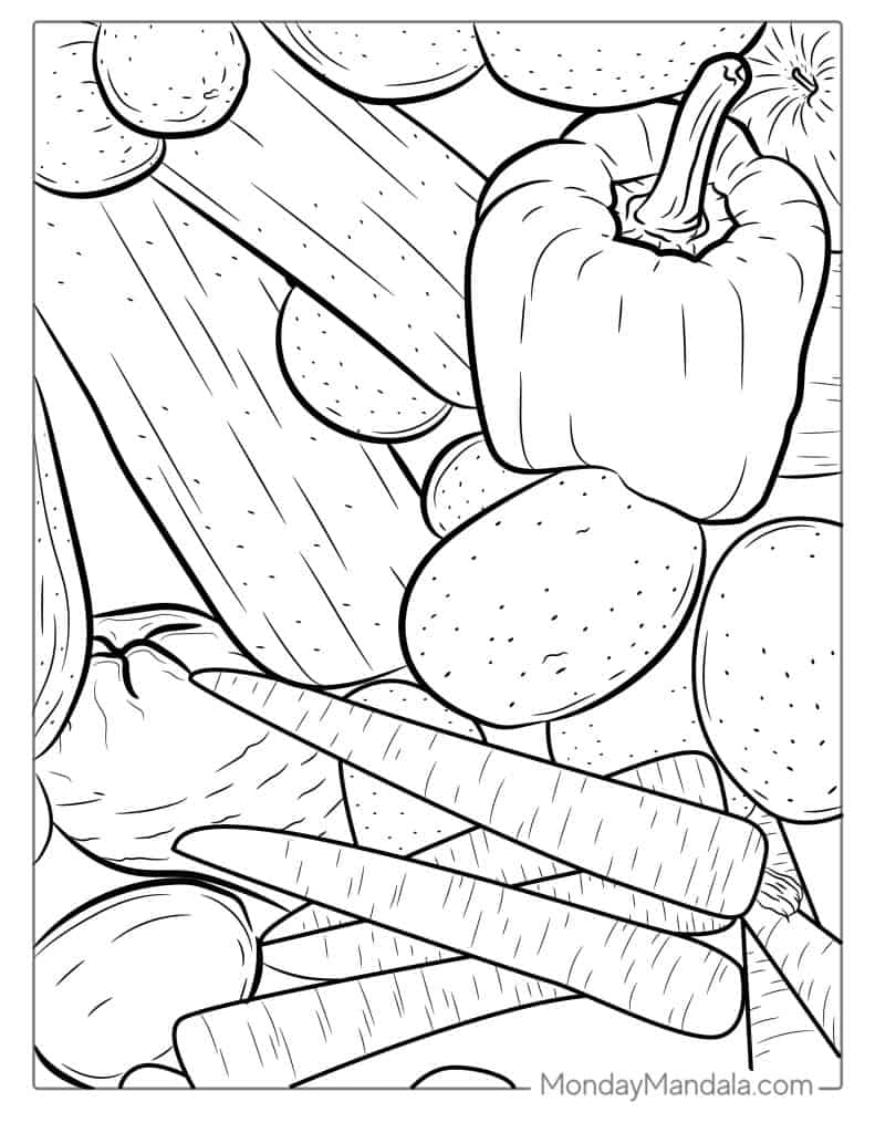 Vegetable coloring pages free pdf printables