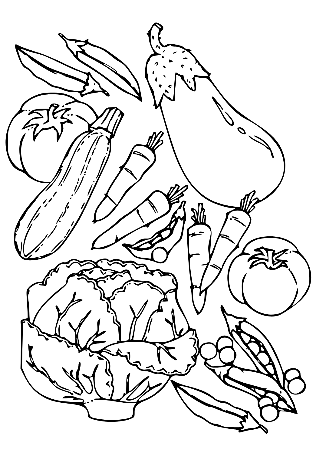 Free printable vegetable real coloring page for adults and kids