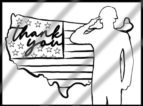 Thank you for your service veterans day gift coloring page printable pdf instant download gift for military army navy coast guard