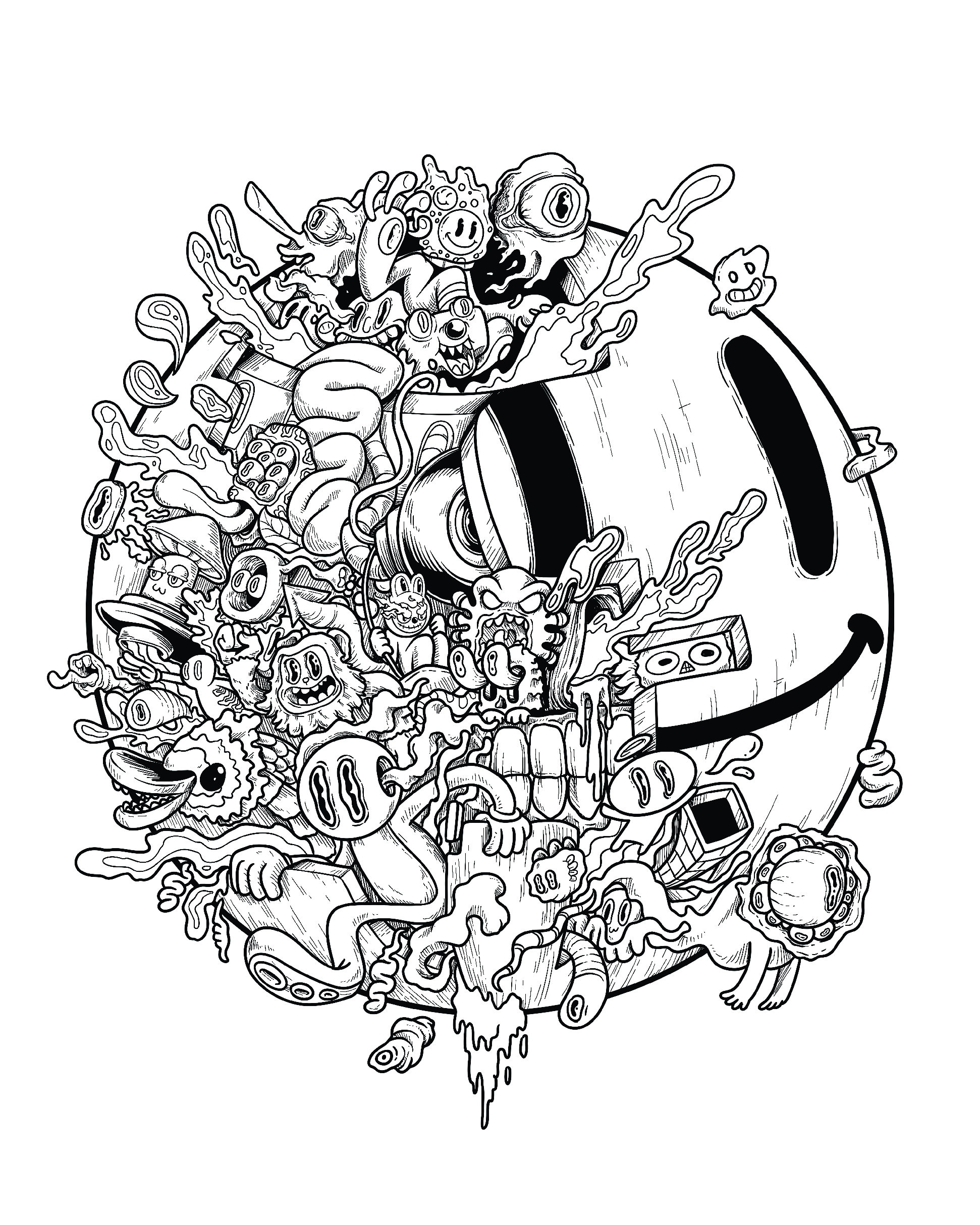 Smile doodle coloring page