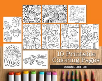 Doodle critters printable coloring pages pages